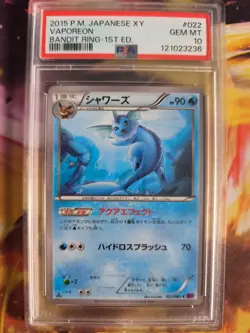 Pokemon Card Vaporeon Aquana Bandit Ring XY 1. Edition 2015 Japanese PSA 10 - Image 2