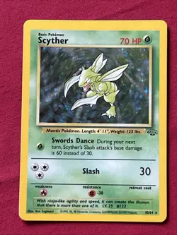Scyther 10/64 Holo Shiny Card Excellent Condition Pokemon (T71) - Image 2