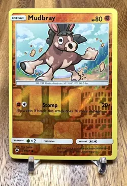 Mudbray 77/147 Burning Shadows Common Reverse Holo Pokemon Card NM - Image 1