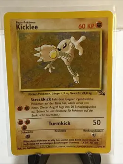 Pokemon German Hitmonlee Kicklee Fossil Holo Card 7/62 TCG LP - Image 1