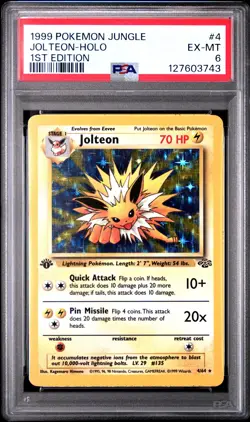 1999 POKEMON JUNGLE 1ST ED #4 JOLTEON-HOLO PSA 6 - Image 1