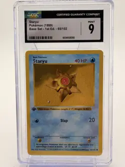 STARYU 1999 POKEMON BASE SET 1ST EDITION SHADOWLESS 65/102 CGC 8 - Image 1