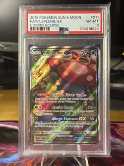 2019 Pokemon Sun & Moon #4 Vileplume gx Cosmic Eclipse PSA 8 - Image 1