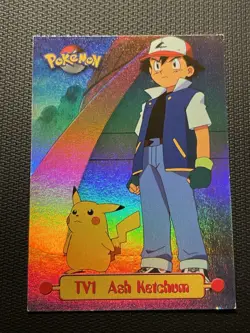 topps Pokemon TV Animation Edition Series 1 Rainbow Foil TV1 Ash Ketchum NM - Image 1