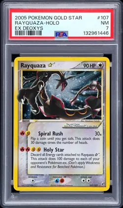 2005 POKEMON EX DEOXYS GOLD STAR #107 RAYQUAZA-HOLO PSA 7 - Image 1