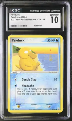 CGC 10 GEM MINT Psyduck 2004 EX Team Rocket Returns 70/109 Pokemon Card - Image 1