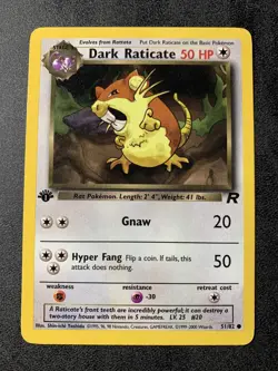 Pokemon - Team Rocket 1st Edition - Dark Raticate 51/82 Near Mint - Image 1