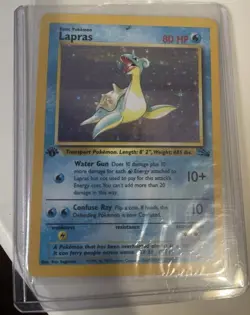 Pokemon TCG Lapras 1st Edition Rare Holo Card #10/62 Fossil - Image 2