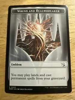 Wrenn and Realmbreaker Emblem MTG March of Machine Token NM x1 - Magic Card - Image 1