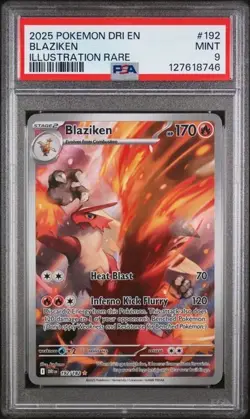 2025 POKEMON DRI EN-DESTINED RIVALS #192 BLAZIKEN ILLUSTRATION RARE PSA 9 - Image 1
