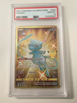 Pokemon Mew #25 2021 25th Anniversary Celebrations Gold Full Art PSA 10 GEM MINT - Image 1
