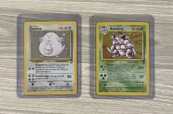 Pokemon Lot of 2 Chansey & Nidoking Holo Rare WOTC Base Set 2 LP MP - Image 1