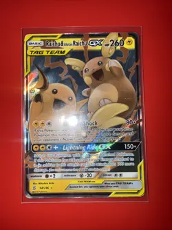 Pokemon TCG Holo Ultra Rare Raichu and Alolan Raichu GX Tag Team HP - Image 1