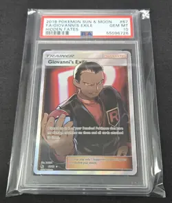 2019 POKEMON SUN & MOON HIDDEN FATES #67 FULL ART/GIOVANNI'S EXILE PSA 10 - Image 1