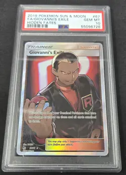 2019 POKEMON SUN & MOON HIDDEN FATES #67 FULL ART/GIOVANNI'S EXILE PSA 10 - Image 3