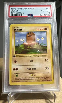 1999 POKEMON BASE SET 1ST EDITION #47 DIGLETT PSA 8 - Image 1