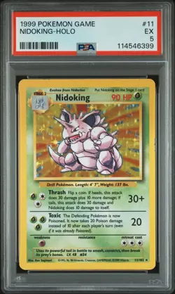1999 POKEMON GAME #11 NIDOKING-HOLO PSA EX 5 - Image 1