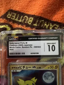 Pokemon Spiky-Eared Pichu Movie Comm. Promo Japanese 009/022 CGC 10 GEM MINT - Image 2