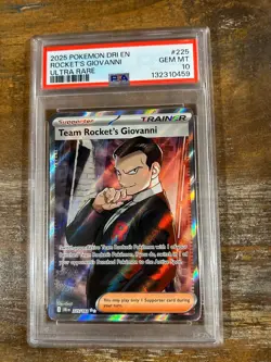 POKEMON 2025 Destined Rivals Ultra Rare TEAM ROCKET'S GIOVANNI #225 PSA 10 Gem - Image 1