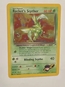 Pokemon TCG Team Rocket's Scyther Gym Heroes Holo Unlimited LP - Image 3