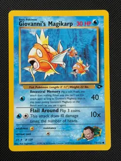 Giovanni's Magikarp 73/132 REGULAR Pokemon Card WOTC Gym Challenge Common - Image 1