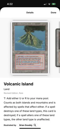 Magic: The Gathering Volcanic Island Revised Edition Rare Dual Land - Image 1