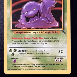 Muk 28/62 Fossil Regular Unlimited WOTC Pokemon Card Near Mint NM - Image 3
