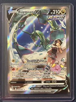 Pokemon TCG Rayquaza v Evolving Skies Holo Ultra Rare Card 194/203 NM - Image 1
