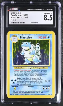 CGC 8.5 Blastoise 1999 Base Set 2/102 Holo Pokemon Card - Image 1