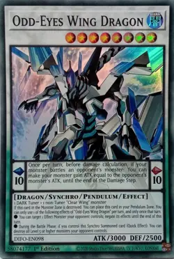 DIFO-EN098 ODD-EYES WING DRAGON SUPER RARE 1ST EDITION YuGiOh CARD - Image 1