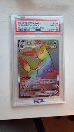 Pokemon Evolving Skies Umbreon VMAX Rainbow Secret Rare Card PSA 10 214/203 - Image 1