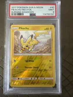 Pokemon TCG Burning Shadows Pikachu Reverse Holo Common Card 40/147 - Image 1