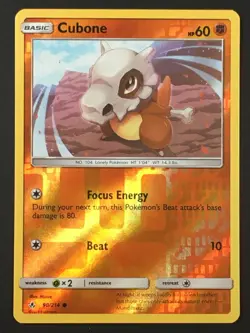Pokemon TCG Cubone 90/214 SM Unbroken Bonds Reverse Holo Common LP - Image 1