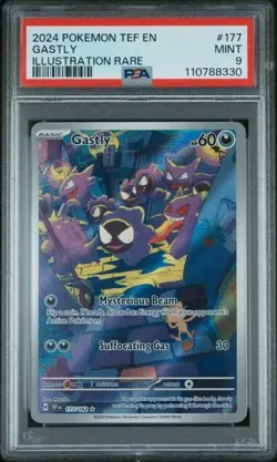 Pokemon 2024 Gastly 177/162 Illustration Rare Temporal Forces PSA 9 - Image 1