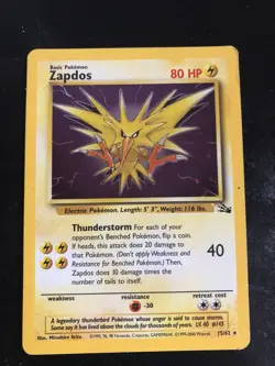 ZAPDOS RARE - POKEMON 30/62 FOSSIL UNLIMITED NEAR MINT US VERSION - Image 1
