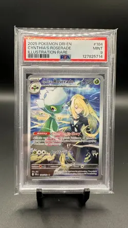 2025 POKEMON EN-DESTINED RIVALS 184 CYNTHIA'S ROSERADE ILLUSTRATION RARE PSA 9 - Image 1