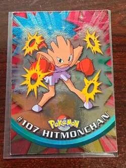 Pokemon Topps Hitmonchan #107 Holo Foil TV Animation 1st Edition Blue Logo - Image 1