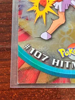 Pokemon Topps Hitmonchan #107 Holo Foil TV Animation 1st Edition Blue Logo - Image 2