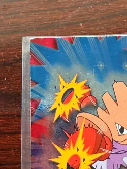 Pokemon Topps Hitmonchan #107 Holo Foil TV Animation 1st Edition Blue Logo - Image 3
