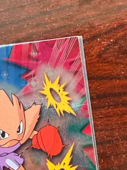 Pokemon Topps Hitmonchan #107 Holo Foil TV Animation 1st Edition Blue Logo - Image 4