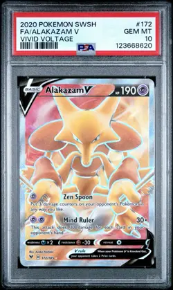 Alakazam V 2020 Pokemon Sword & Shield Vivid Voltage #172 PSA 10 - Image 1