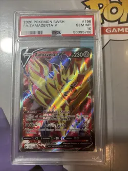 2020 Pokemon Sword & Shield Base Zamazenta V Full Art #196 PSA 10 Gem Mint - Image 1