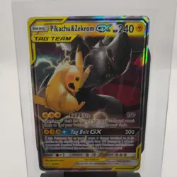 Pokemon Pikachu & Zekrom GX TCG Sun & Moon Team Up Holo Ultra Rare Card 33/181 - Image 2