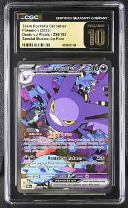 CGC Pristine 10 Team Rocket's Crobat ex 234/182 Destined Rivals Pokemon Card - Image 1