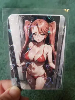 BEAUTIFUL BIKINI BABE HEART FOIL WAIFU ANIME CARD - Image 1