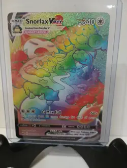 2020 Pokemon TCG Snorlax VMAX Rainbow Sword & Shield Secret Rare Card #206/202 - Image 1