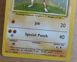 Hitmonchan 7/102 Rare Holo Base Set Pokemon Scratches Front See Pics Card MP/HP - Image 3