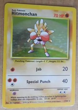 Hitmonchan 7/102 Rare Holo Base Set Pokemon Scratches Front See Pics Card MP/HP - Image 5