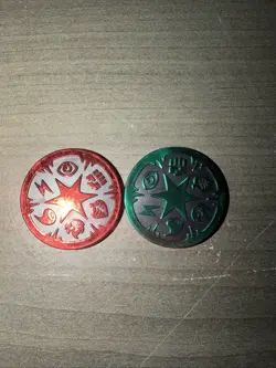 Official Pokemon TCG Flipping Coin - Energy Green & Energy Red - Image 1