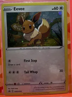 Eevee Holo GALAXY SWIRL SWSH 095 Black Star Promo 2021 Pokemon Card NM - Image 1
